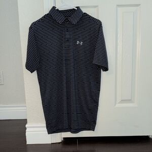 Under Armour Men's Navy and White Striped Polo